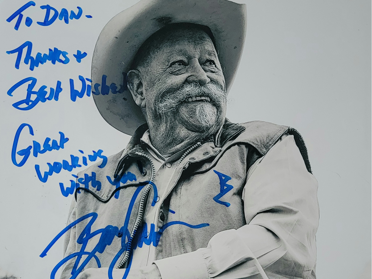 Actor Barry Corbin publicity photo signed to Dan Edwards 2022